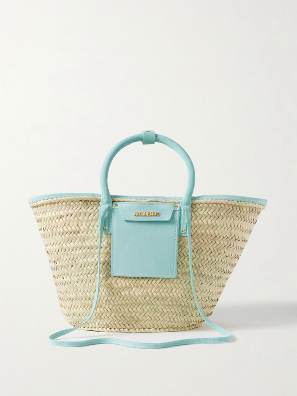 Jacquemus Le Panier Soli Turquoise Straw Basket Bag